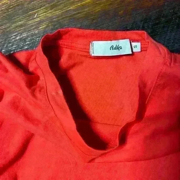 ADIKA Super Tight Red Ruched Toggle Side Long Sleeve Top Women XS - Picture 7 of 9